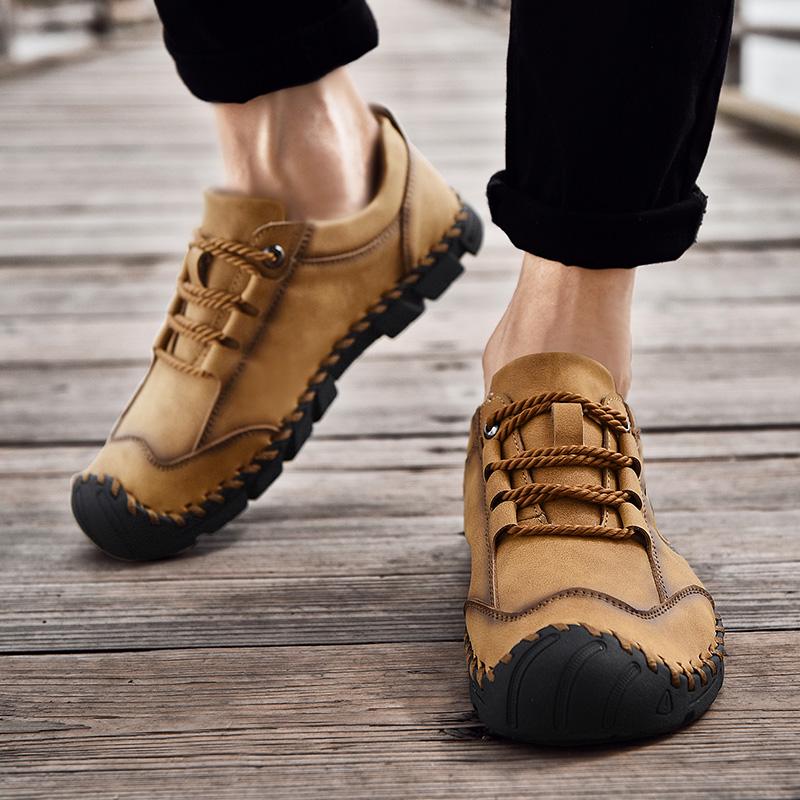Brand Big Size Genuine Leather Men'S Shoes Outdoor Non-Slip Footwear Men Casual Shoes Male Comfortable Flats Lace Up Moccasins
