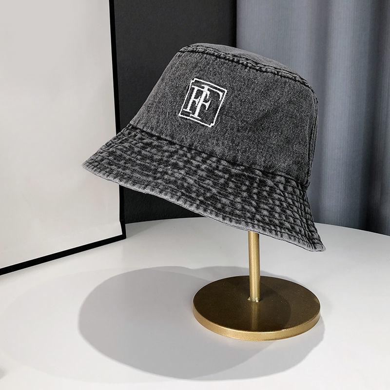 Korean Version of Women's Big Head and Face Showing Small Fisherman's Hat Retro Washing Denim Basin Hat Versatile Bucket Hat