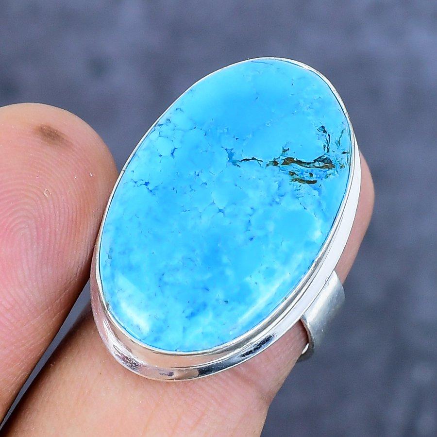 Tibetan Turquoise Gemstone Handmade 925 Sterling Silver Jewelry Ring Size 7 O9E88