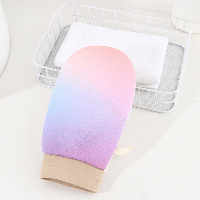 Thin Double Sided Shower Gloves Gradient Colored Single-layer Bath Towel Body Cleaning Exfoliating Peeling Rubbing Scrub Gloves