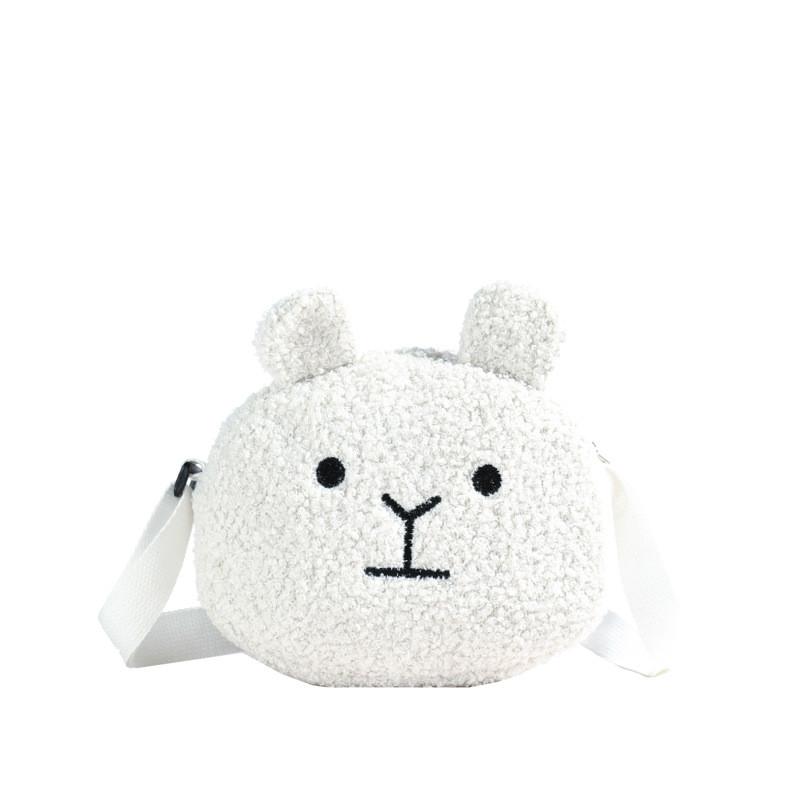 Mini Whimsical Plush Dog Bag For Children Unisex Fun And Breathable Design For Everyday Use In Black Cream Pink Brown