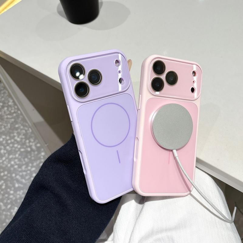 Liquid Soft Silicone Magnetic Case for iPhone 17 16 15 14 13 Pro Max For Magsafe Glossy Camera Glass AG Matte Acrylic Back Cover