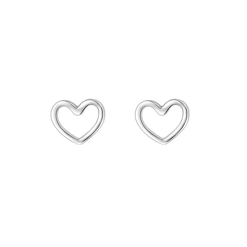 

Real 925 Sterling Silver Zircon Hollow Heart Mini Stud Earrings For Women Trendy Fine Jewelry Small Niche Luxury Accessories 1 Pair