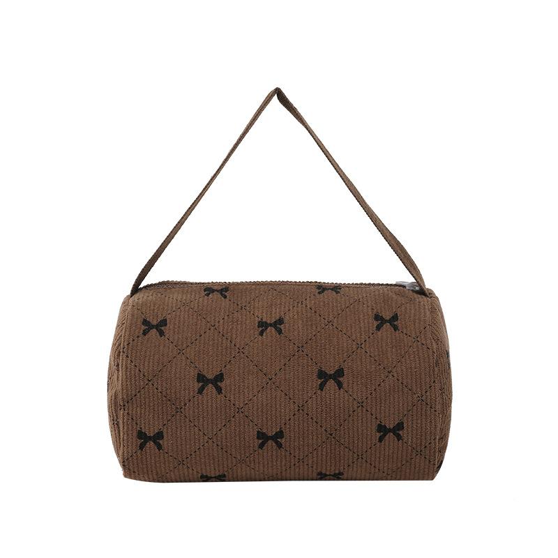 

Милая маленькая квадратная сумка женская бант клетка новая вельветовая простая повседневная вместительная сумка-тоут для хранения коричневый