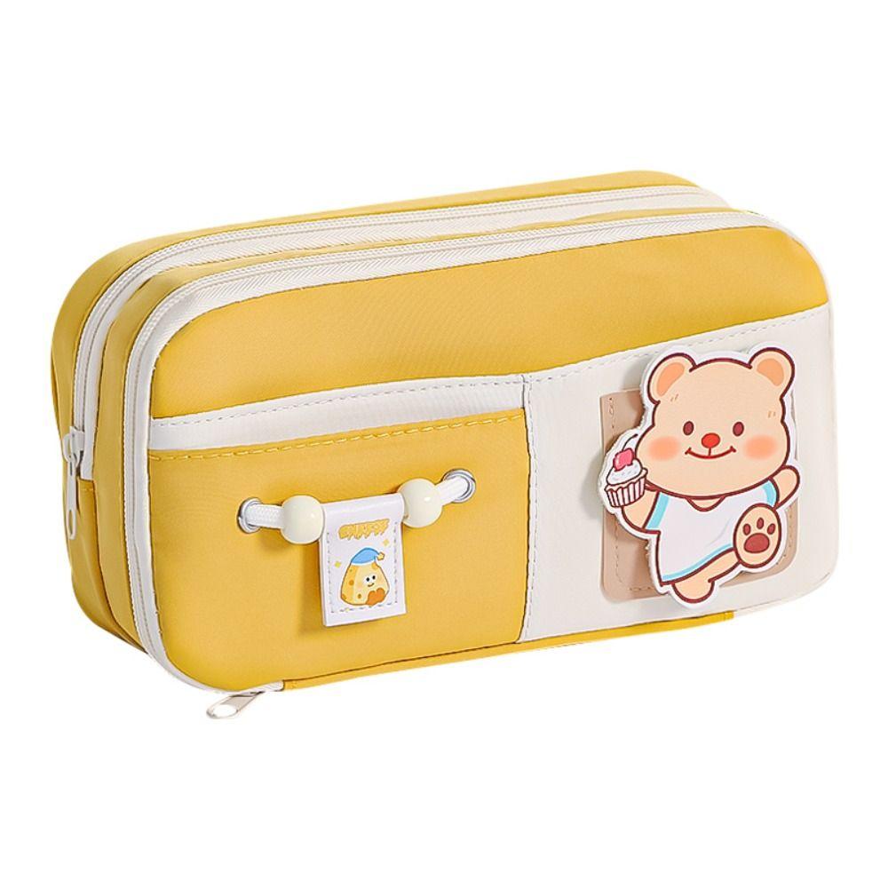 

Large Capacity Pencil Case Portable Pencil Box New Pen Bag Back To School бежевий