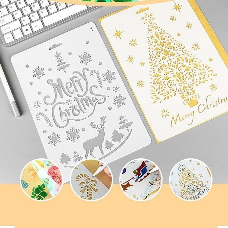 Christmas Painting Template DIY Hand Account Template Theme Lace Ruler Painting Template Random Style