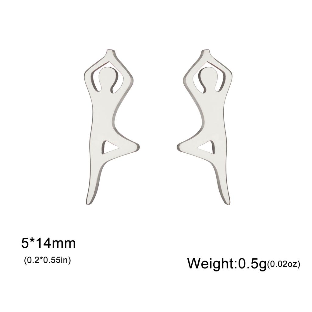 Cazador Mismatched Yoga Meditation Stud Earrings for Women Stainless Steel Asymmetric Piercing Earrings Jewelry Birthday Gift