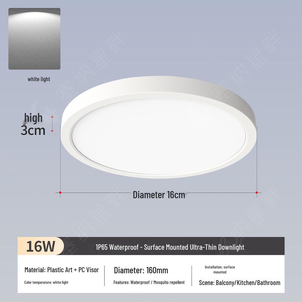 Waterproof LED Ceiling Light for Kitchen, Bathroom, and Outdoor Areas