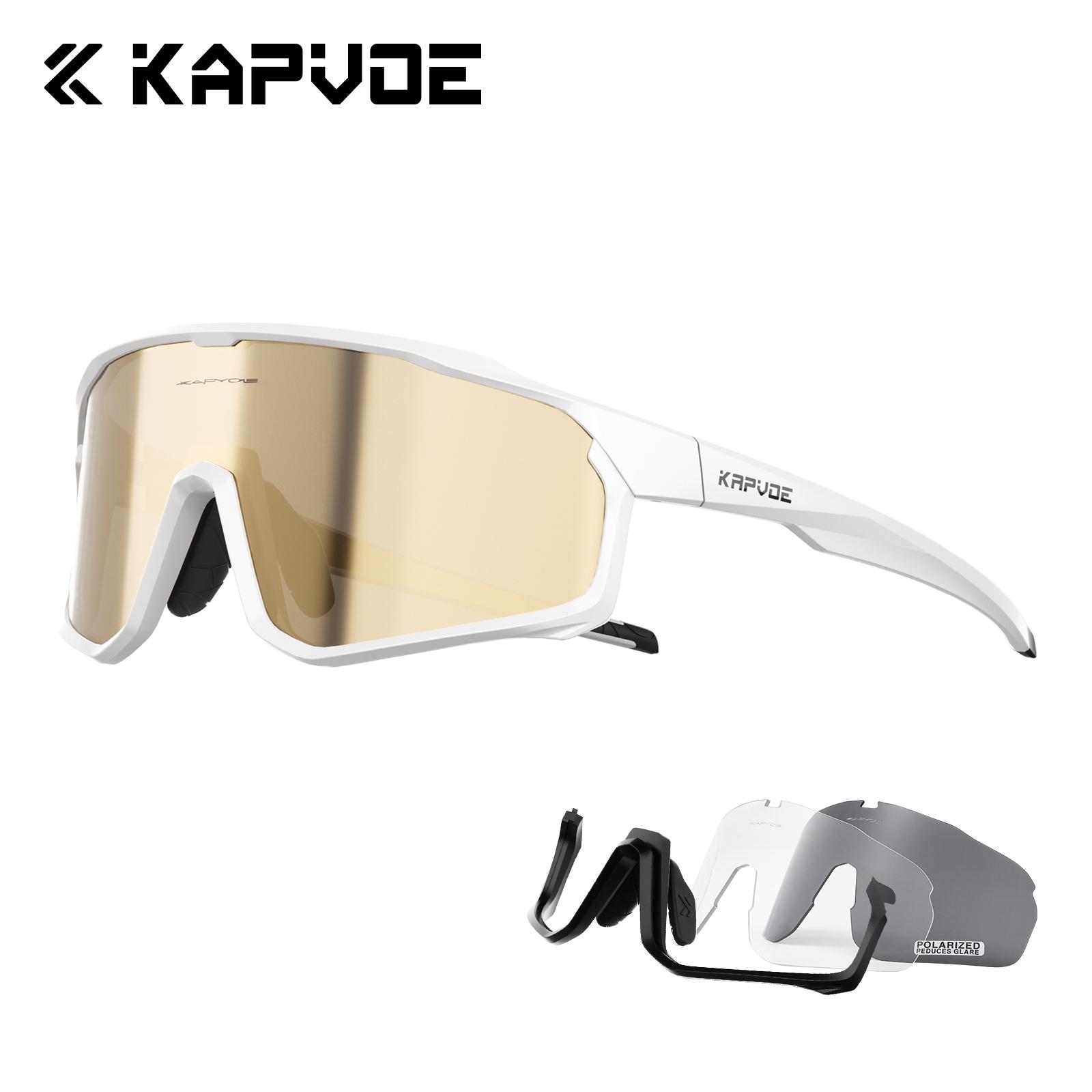 

Kapvoe 3lens Cycling Glasses UV400 Sunglasses for Men Women Bicycle Sports Cycling Running Driving Fishing Glasses 1lens Camping 3lens-2 Downframe