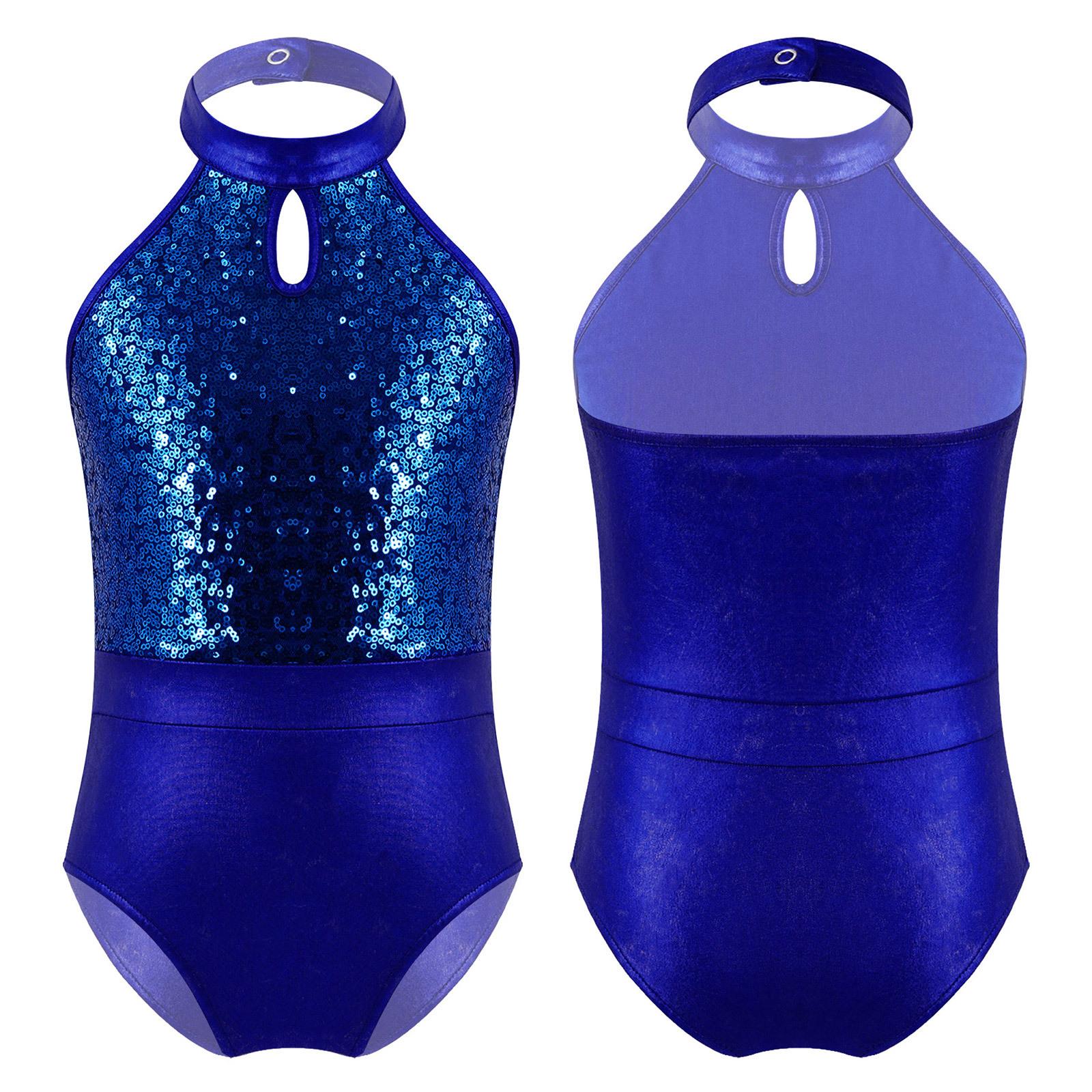 

Танцювальні гімнастичні купальники без рукавів з блискучими паєтками в стилі печворк для дітей для дівчаток 8-10 Years