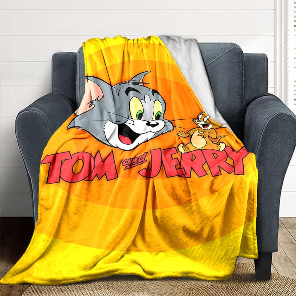 1pc Tom Jerry Flannel Blanket Soft Warm Throw for Home, Office, Travel, All-Season Cozy Bedding GiftL1099