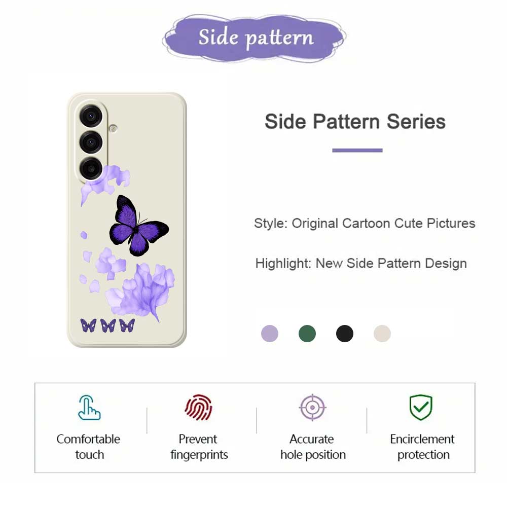 For Samsung Galaxy A17 5G Case Purple Butterfly Pattern Printing Straight Edge TPU Phone Back Cover