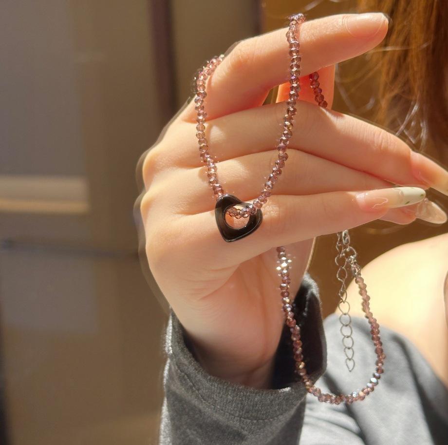 Korean version beaded love necklace simple and versatile personality temperament choker Spice girl collarbone chain