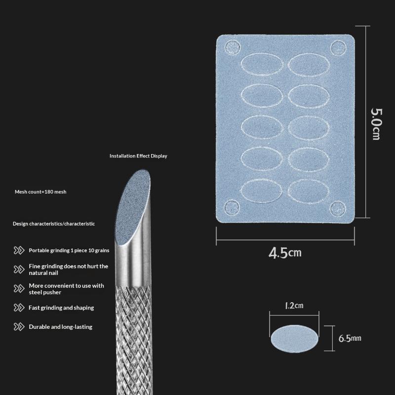 Double-Ended Nail Beveled Head Cuticle Pusher Remover Stainless Steel Cuticle Remover Manicure Sticks Nail Grinding File