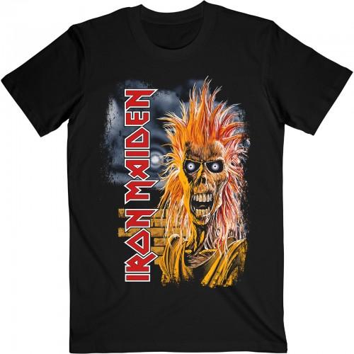 Iron Maiden Unisex-Erwachsene-Titelliste des ersten Albums V.3. T-Shirt mit Rückenprint