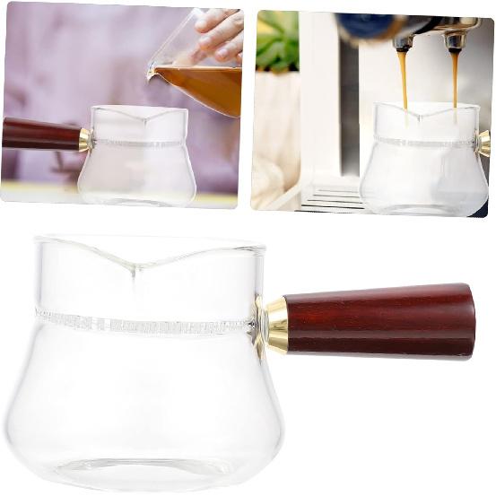 KICHOUSE 1pc Tea Dispenser Cup with Wooden Handle Heat-resistant Public Tea Cup Stylish Teaware Accessory for Home Use Easy Pour Design and Reusable