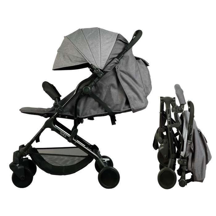 Bambisol Poussette Citadine YUKO² | Dès La Naissance, Pliage 1 Main | Gris Chiné Eco
