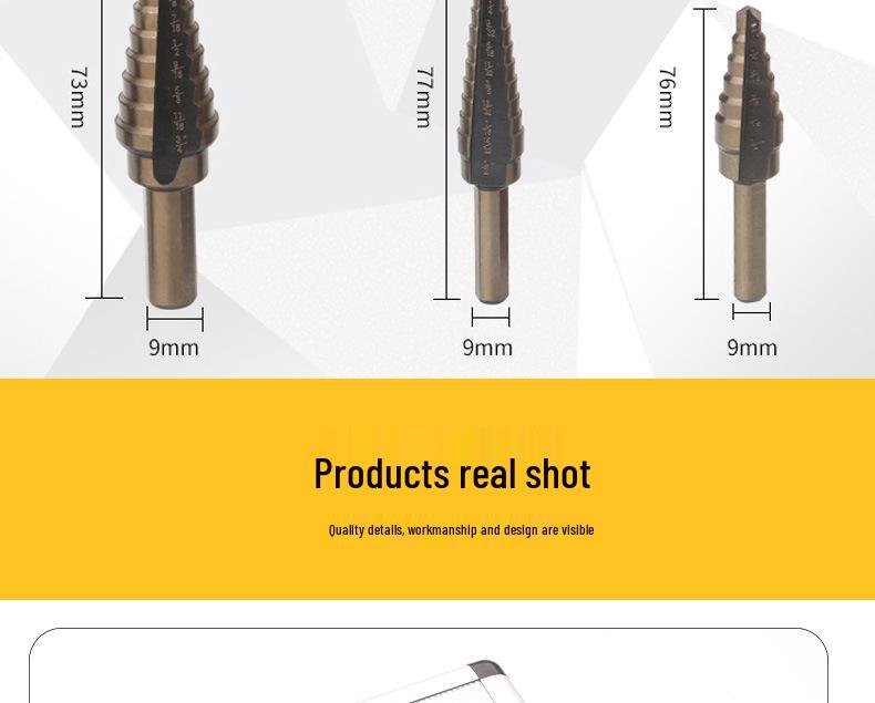 5-Piece Imperial Size HSS Step Drill Bit Set with Black & Gold Triangle Shank In Aluminum Box