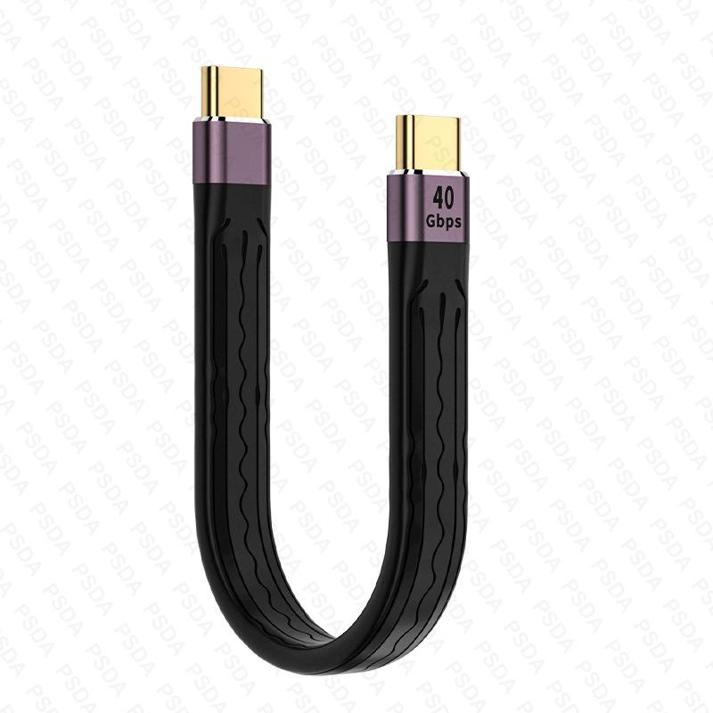 4.0 C Male To 90° Angle C Male Data Short Cable 240W USB Type C 4.0 PD Fast Charging Flat Flex Cable for Smartphone Power Bank
