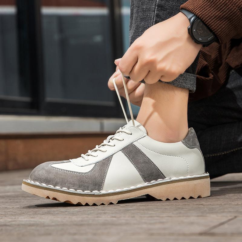 Male Casual Leather Shoes Mens Fashionable Lace Up Flats Shoes Leisure Office Shoes Business Formal Shoes