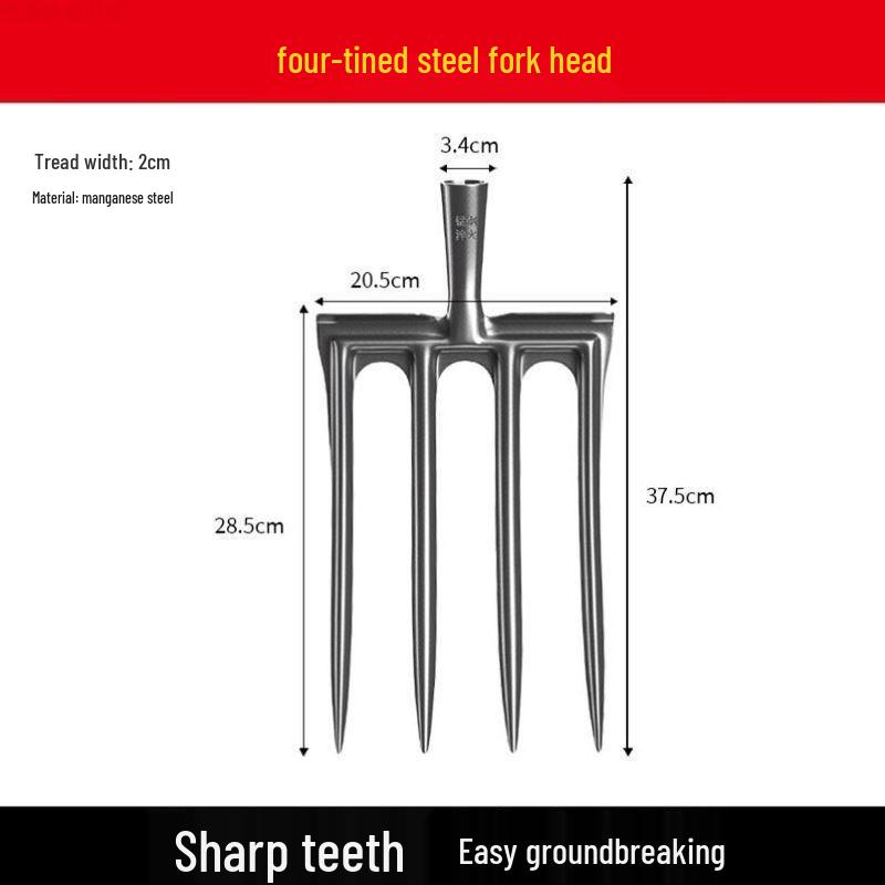 Vierzahnige Gabel aus Vollstahl: Bodenumdreh- und Lockerungswerkzeug mit Holzgriff