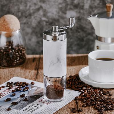 1 pz. Macinacaffè manuale portatile con texture in marmo per la casa, macinacaffè con impostazioni di macine in ceramica, utensili portatili a manovella