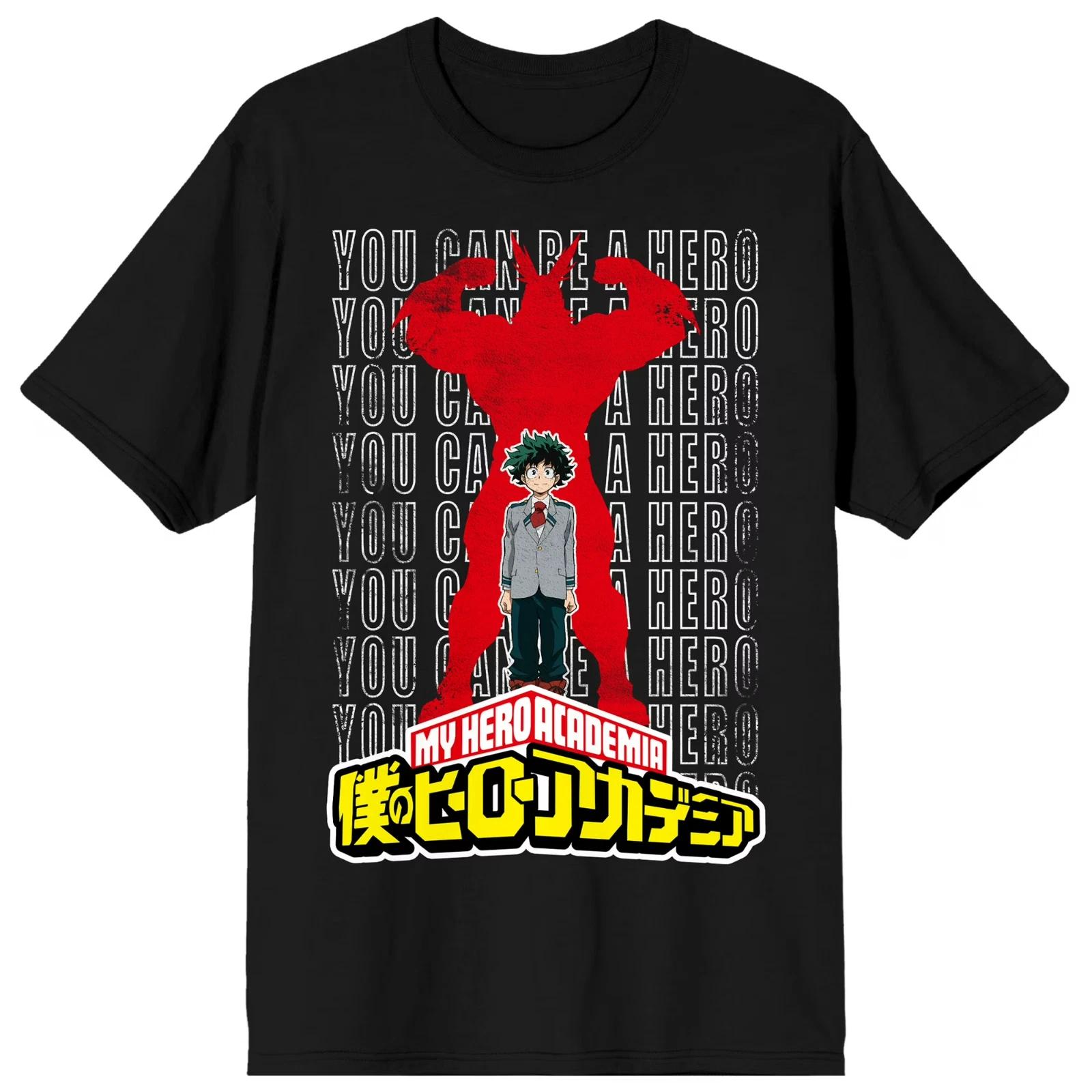 My Hero Academia Izuku & All Might Silhouette Crew Neck Short Sleeve Men s Black XL