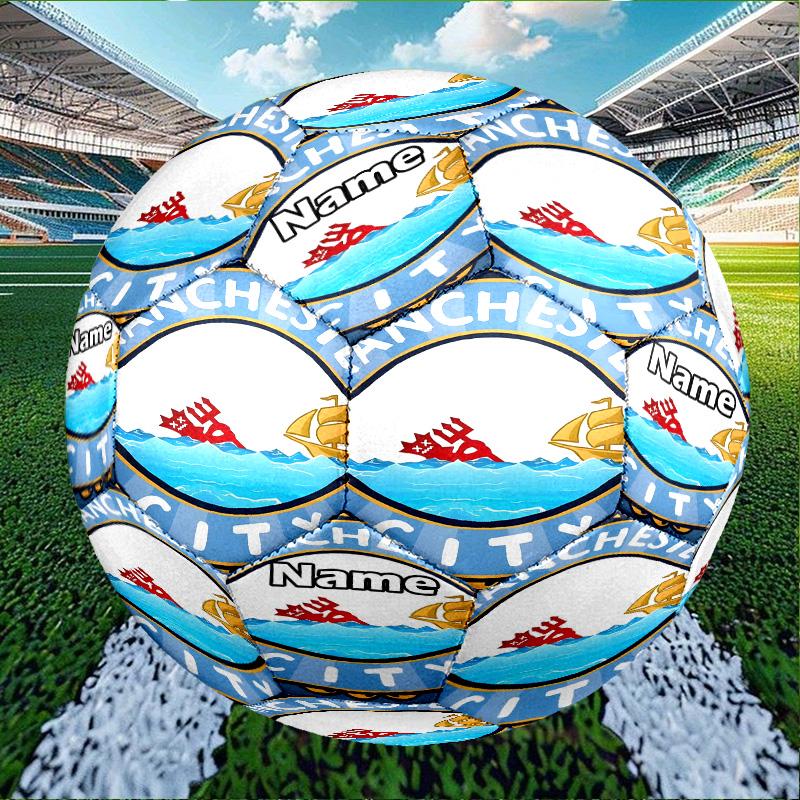 Individueller Name Personalisierter Manchester City FC-A Druck Größe 5 Fußball Training & Spiel Fußball, für Team, Kicken, Geschenk für Fußball-Enthusiasten