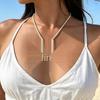 Geometric Gold Pendant Necklace with Woven Rope - Versatile Clavicle Jewelry