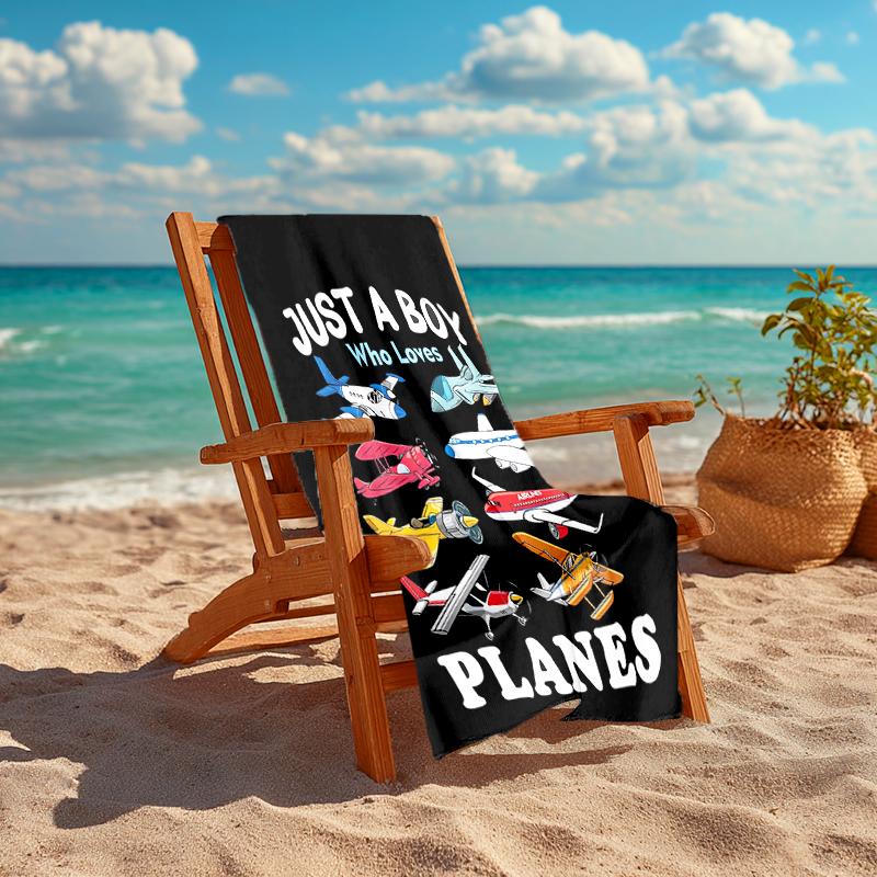 Ultra-Soft Beach Towel with Airplane Theme,Ideal for Pool - Camping, Diving - Perfect Travel Essential, Vibrant Beach Towel.