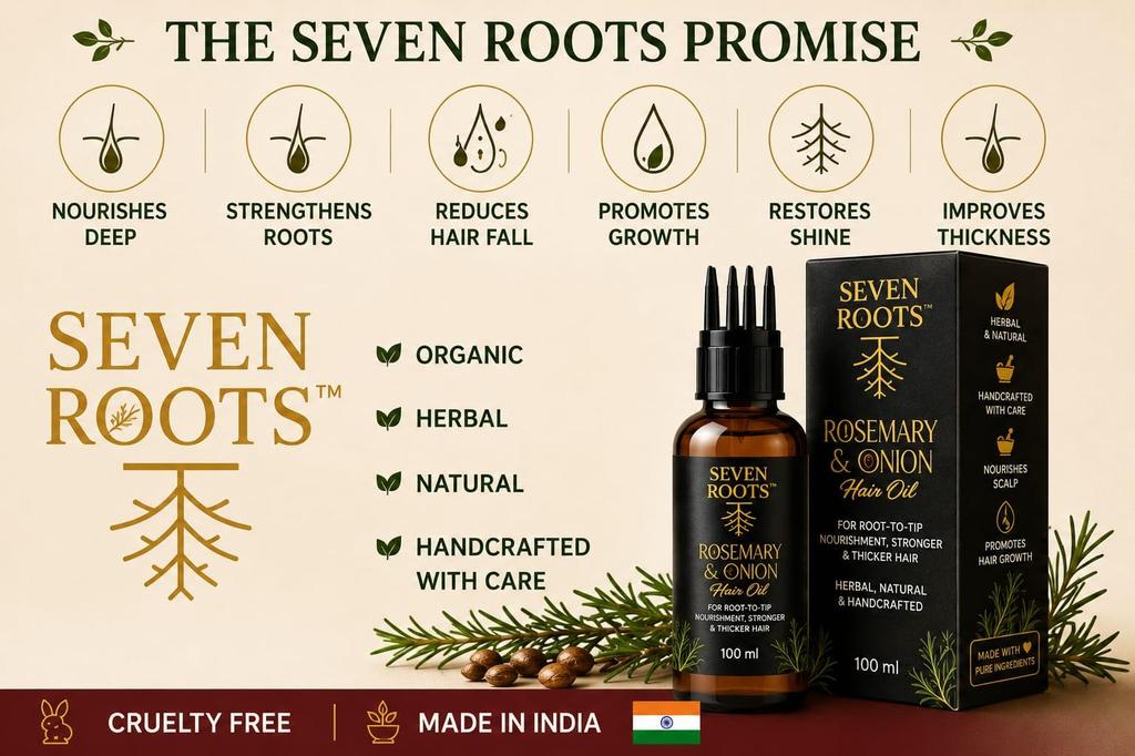 Seven Roots Rosemary & Onion Oil For Hair Growth with Comb Applicator 100ml