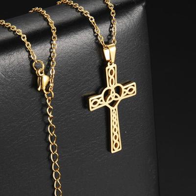 Keltský kříž přívěsek náhrdelník pro ženy nerezová ocel výrazné náhrdelníky zlatý stříbrný choker Ježíš náboženské šperky