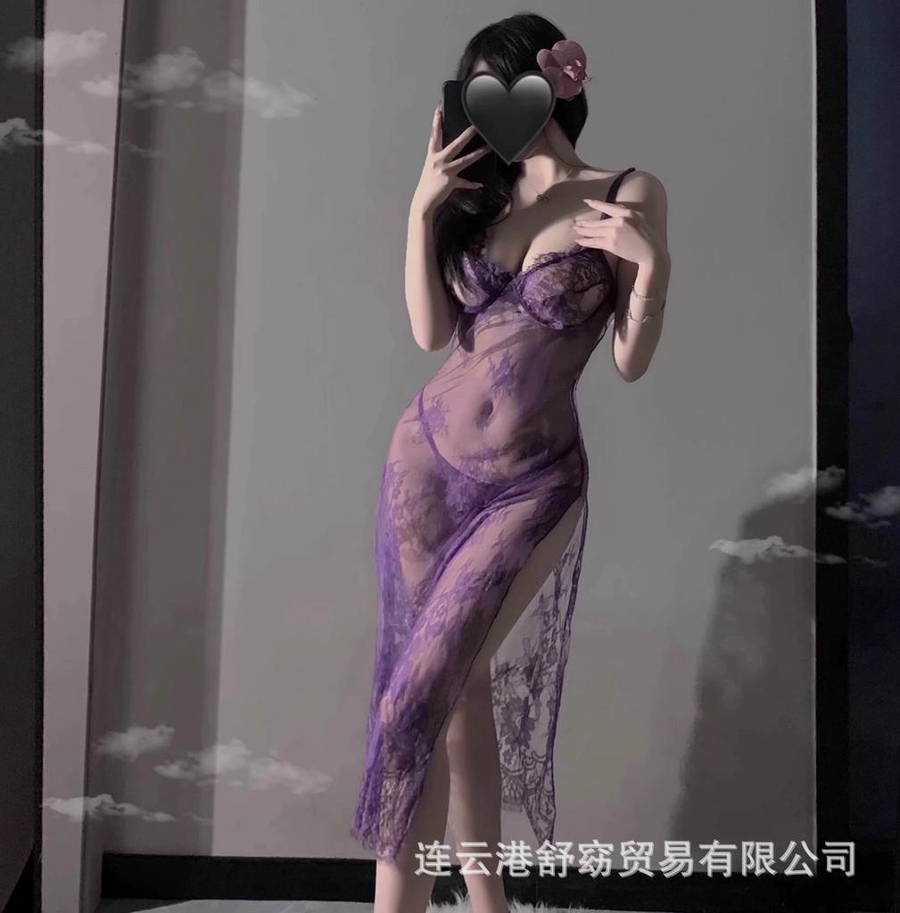 Sex Underwear New Sexy Temptation Pure Desire Purple Small Breasts Show Big Lace Dress