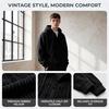 Men's Vintage Corduroy Half Zip Hoodie with Large Pockets
