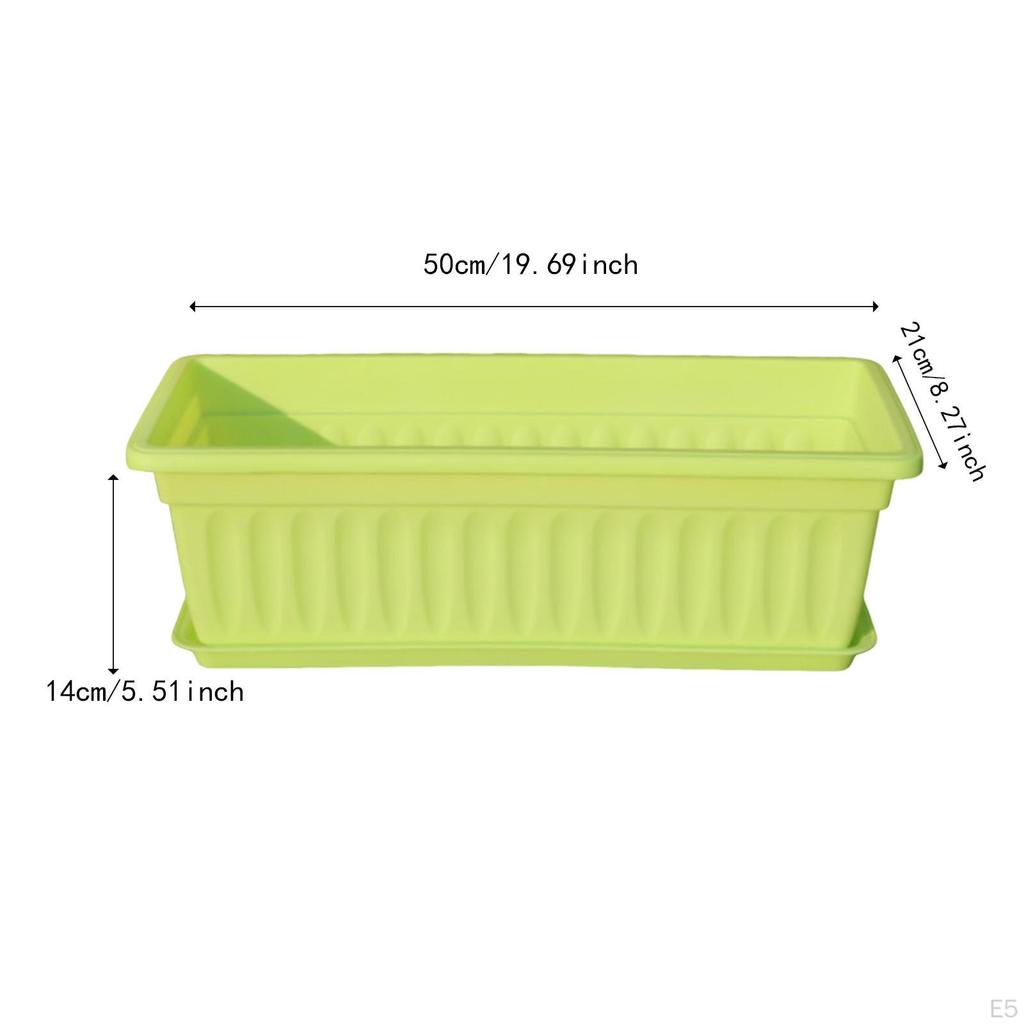 Flower Pot Window Box Planter Decoration with Saucers for Gardening Nursery Entrance Railing Outside