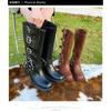 Fashion Women's High Platform Boots Metal Buckle Thick Heel Motorcycle Boots Vintage Soft Leather Punk Boot Brown Leather Knight Boot