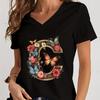 Women Tshirts AZ 26 Alphabet Flower Vintage Design Premium Tshirt Vintage Butterfly Flower 26 English Alphabet Summer Tshirt