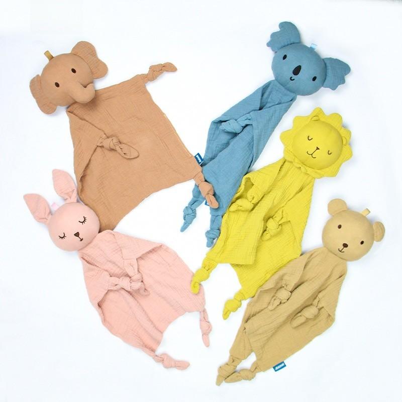 Baby Comforter Blanket With Dual Layer Cotton Gauze Soft Plush Toy For Newborns