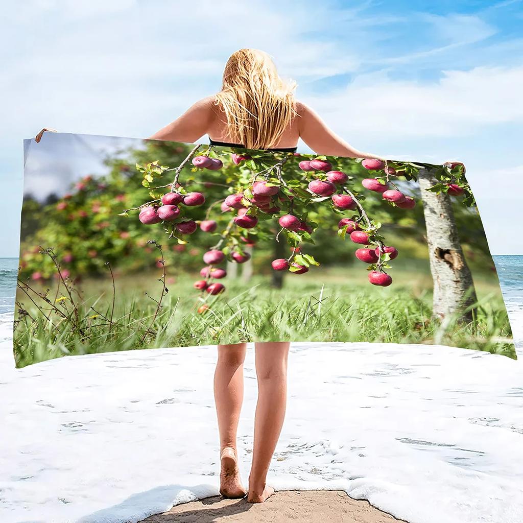 1pc Cute Love Bow Pattern Ultra-fine Fiber Beach Towel, Beach and Swimming Quick Drying Absorbent Beach Towel