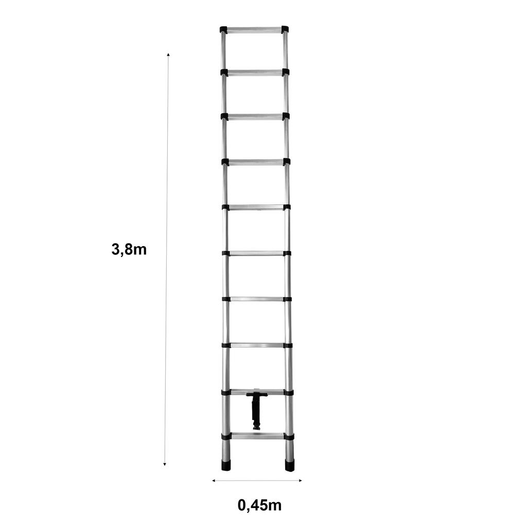 3.8M Galvanized Steel Telescopic Ladder | Foldable and Extendable | Non-Slip Feet | EN131
