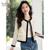 YUZHAOLIN Women's Tweed Style Contrast Short Jacket