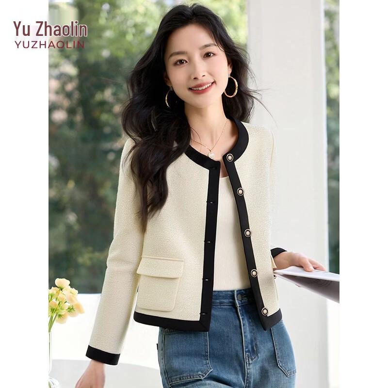 YUZHAOLIN Women s Elegant Color Block Short Jacket L