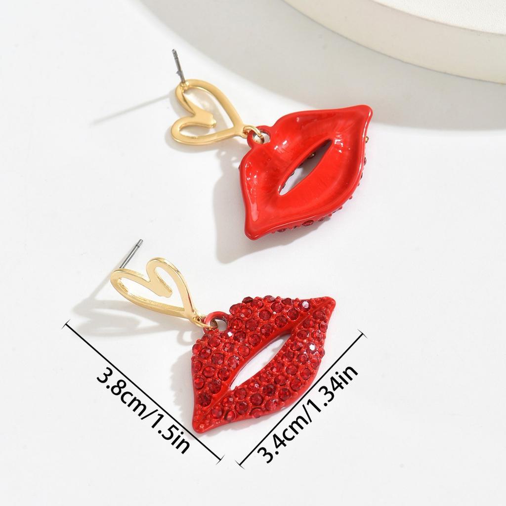 New Women's Jewelry Personalized Diamond-set Love Design Lip Earrings Versatile High-end Earrings Women