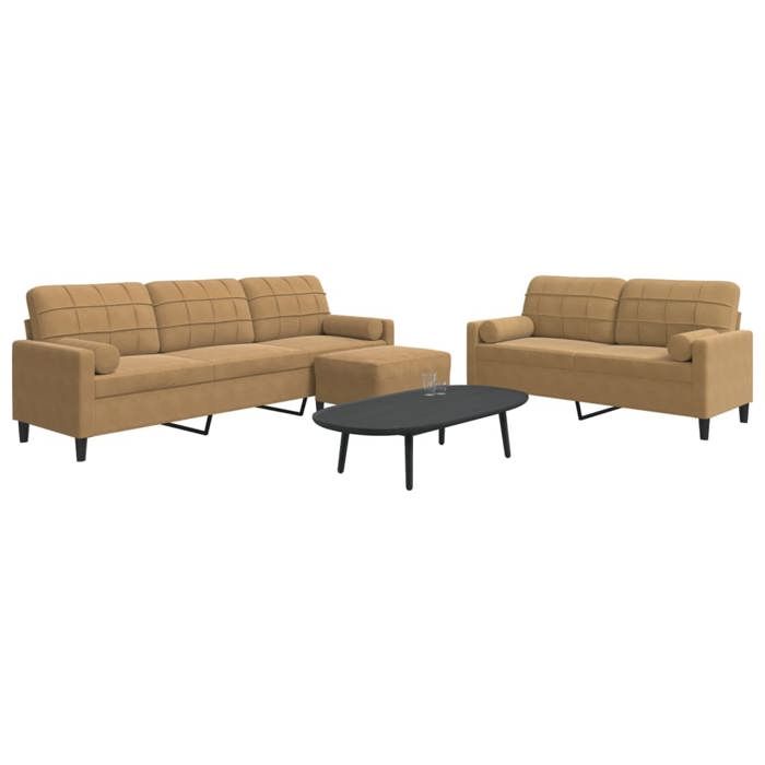 VidaXL Ensemble de canapés 3 pcs avec coussins et traversins velours, canapé, siège de canapé, canapé relax, canapé confort, 3278508