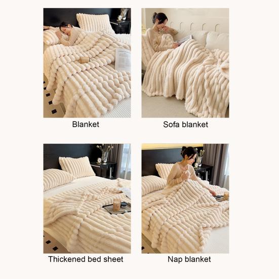 Faux Rabbit Fur Throw Bubble Blanket Warm Blanket Fluffy Blanket Plush Cozy Thick Furry Blanket