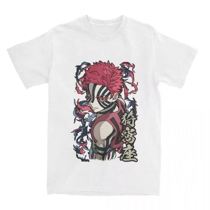 Trend Four Seasons 2026 Cosplay Neutral Akaza Kimetsu No Yaiba TShirt Demon Slayer Tanjiro Unisex Black Tshirt All Sizes Tops