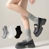 3 Pairs Womens Calf Socks Middle Length Scrunch Stacked Sock Cotton Boot Socks for Girls Trendy Solid Color JK Student Socks