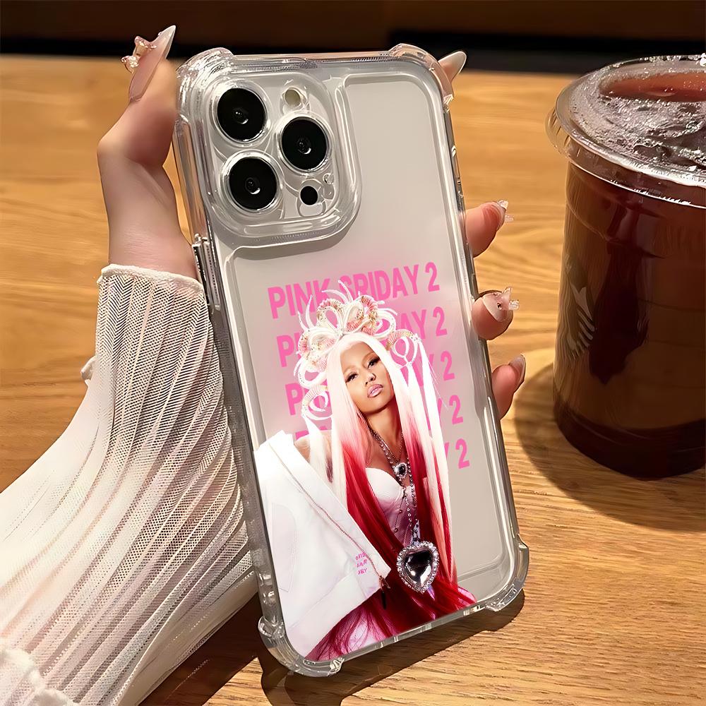 Nicki Minaj Rapper Pink Friday 2 Phone Case For iPhone 16 15 14 13 12 11 Mini Pro Max XR XSMax Plus Anti Fall Transparent Cover