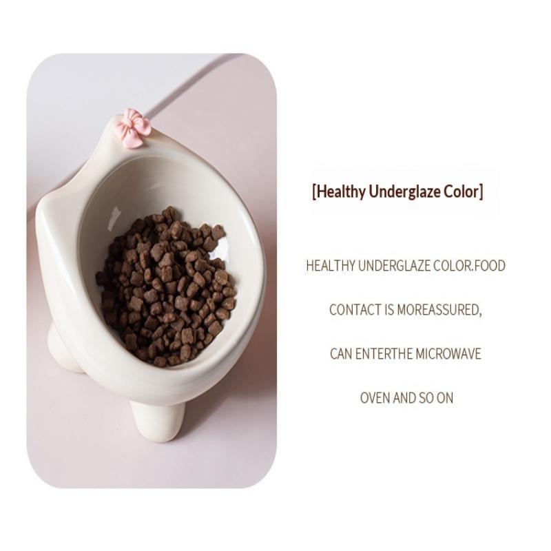 1Pcs Pet Food Bowl 15-Degree Angle Cat Bowl To Protect The Cat'S Neck And Prevent Pressure On The Whiskers Pet Supplies
