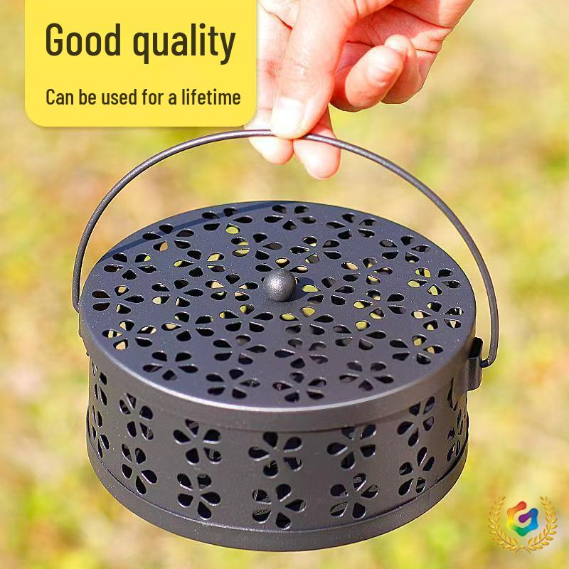 

Iron Incense Coil Holder with Lid - Fireproof, Anti-Scald Design and Ash Receiver for Sandalwood Coils, Creative Home Accessory. Matte Black - Hollow Plum Blossom (1 piece)